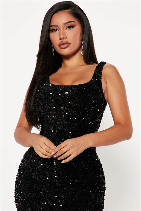 Hollie Sequin Midi Dress Black Fashion Nova Dresses Fashion Nova