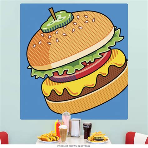 Cheeseburger Pickle On Top Pop Art Wall Decal Retro Planet