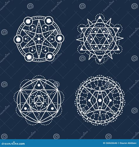 Hand Drawn Sacred Geometry Element Set Vector Illustration Stock