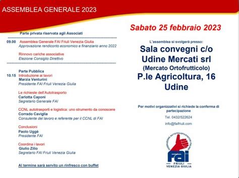 Assemblea Dellassociazione Autotrasportatori Del Friuli Venezia Giulia