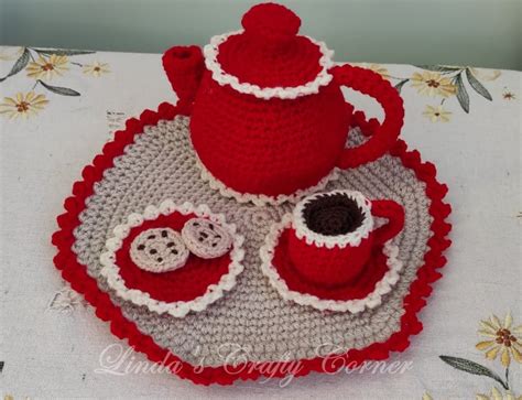 Crochet Tea Set T Bag Vibrant Table Runner Link Party 491