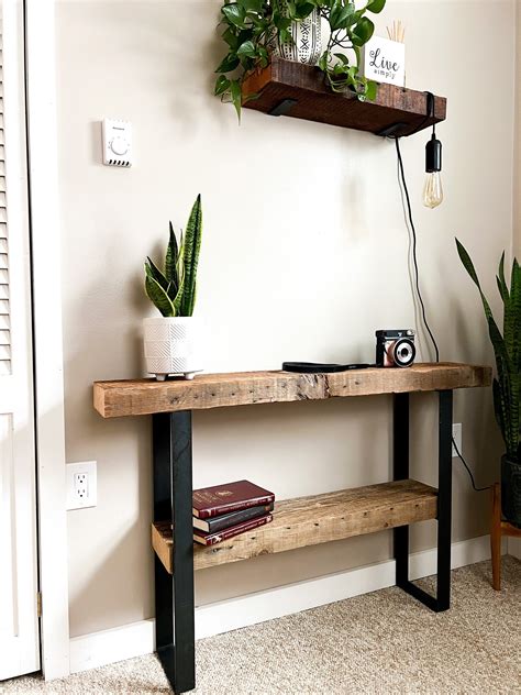 Rustic Reclaimed Wood Console Table With Shelf Hallway Table | Etsy