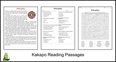 History of Kenya Reading Comprehension and Word Search | Teaching Resources