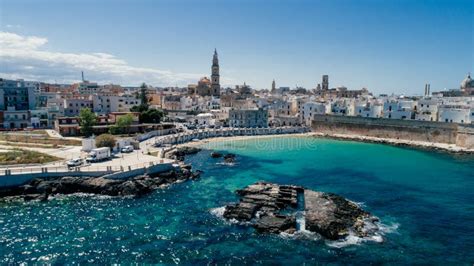 White City Near Blue the Sea Monopoli Apulia Coastline Blue in Italy ...