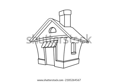 Simple House Line Art Draw Coloring Stock Vector (Royalty Free ...