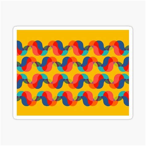 An Abstract Design With Colorful Circles On A Yellow Background Sticker