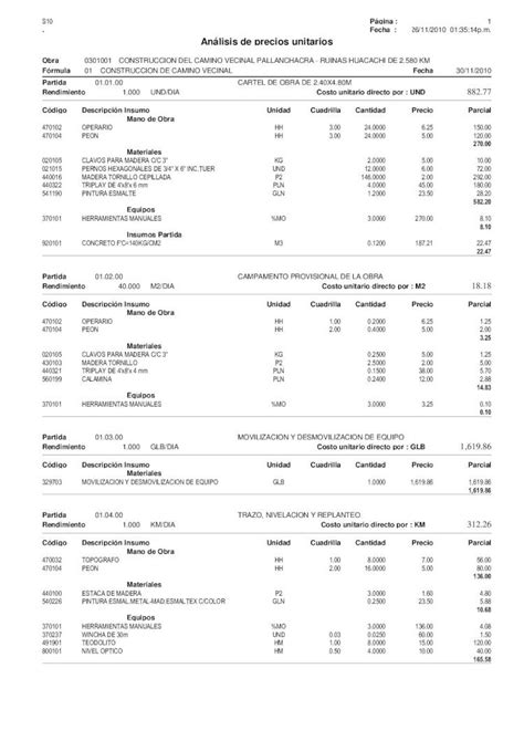 PDF Analisis Precios Unitarios DOKUMEN TIPS