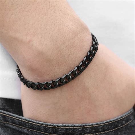 Bracelet En Acier Inoxydable Totalement Noir Pour Homme Styl Et L Gant