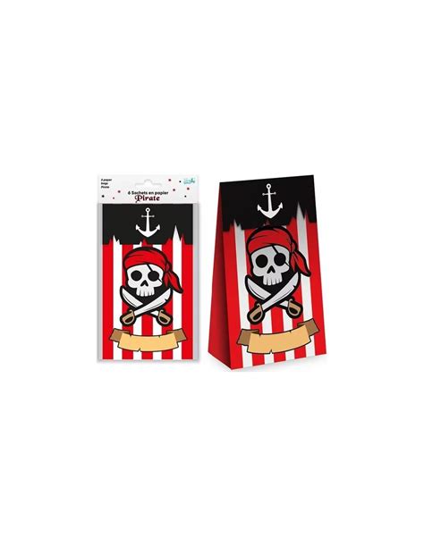 6 Sachets En Papier Pirate Ballon Müller