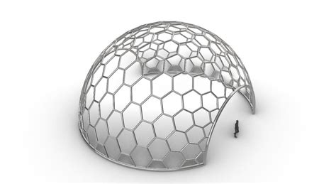 Hexagonal Dome Structure Geodesic Like Wireframe Design V3 3d Model