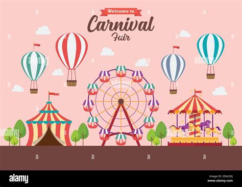 Welcome to Carnival Fair. Vector illustration. Flat style design ...