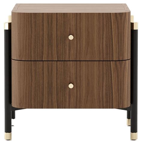 Laskasas Rosie Bedside Table Walnut Matte Small Walnut Bedside