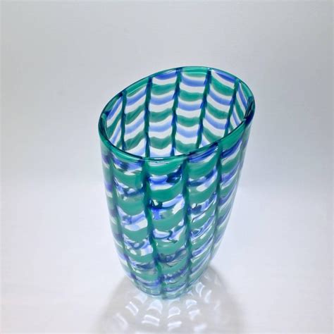 Large Seguso Viro Murano Glass Limited Edition Blue And Green Grate