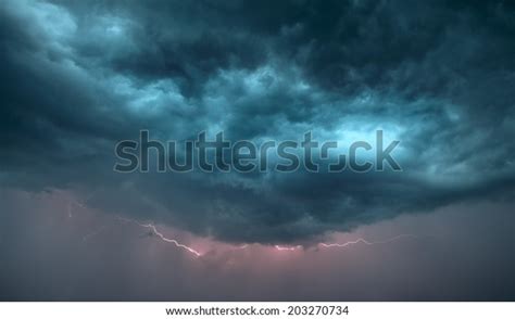 Dark Storm Clouds Lightning Strike Sky Stock Photo (Edit Now) 203270734