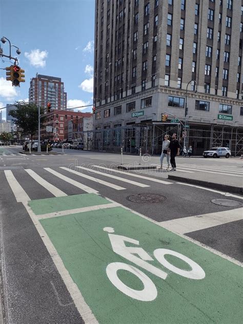 Bike Lane Closed Nyc Usa Editorial Image Image Of Green