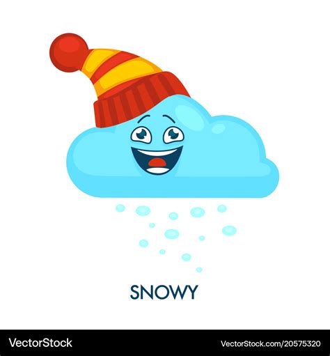 Snowy weather symbol with happy cloud in knitted Vector Image