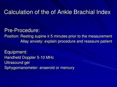 Ppt Ankle Brachial Index Measurement What Is It And Why Measure It