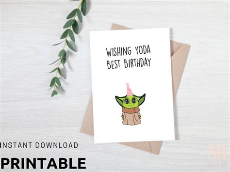 Baby Yoda Birthday Card Funny Happy Birthday Card Printable Etsy