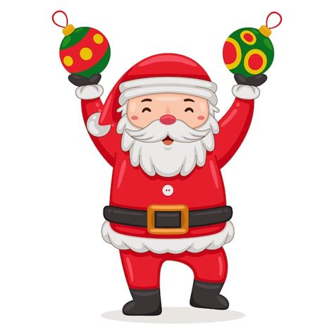 Premium Vector | Cute santa claus deliver christmas decoration in cartoon style illustration