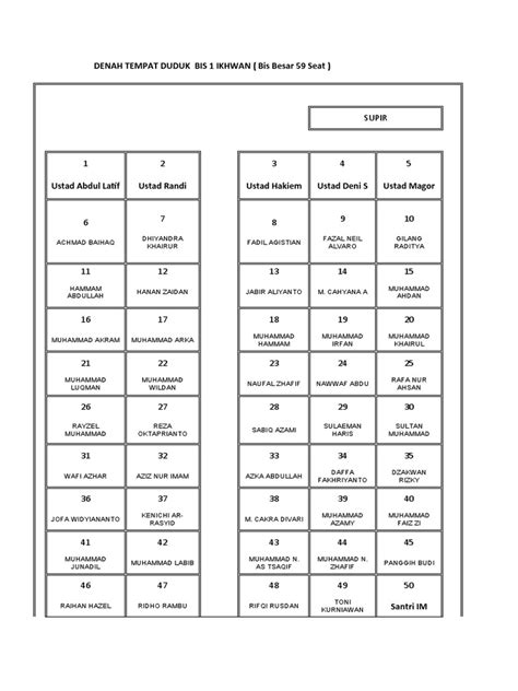 Denah Tempat Duduk Bis Ikhwan Pdf