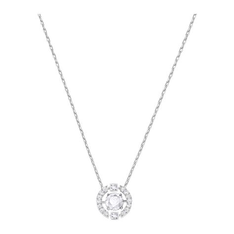 Swarovski Sparkling Dance Round Necklace White Rhodium Plating