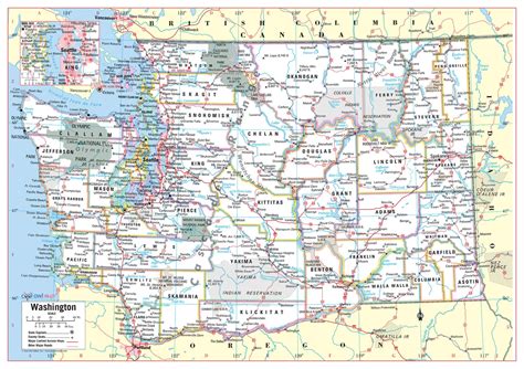 Washington State Wall Map Large Print Poster Etsy