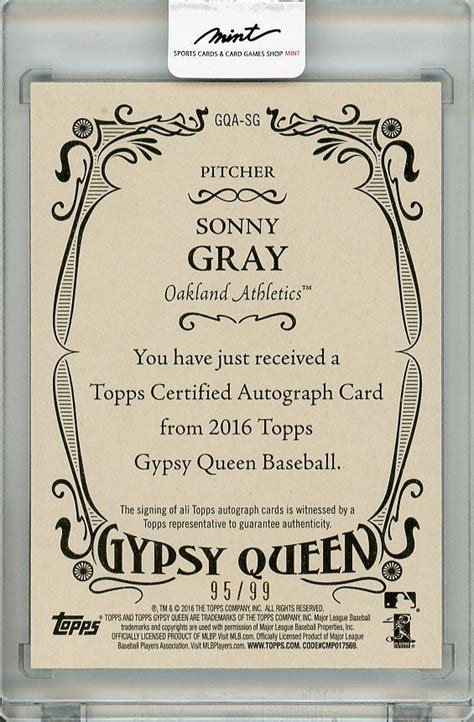 Mint Topps Gypsy Queen Sonny Gray Autograph