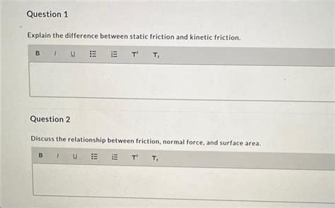 Solved Explain The Difference Between Static Friction An