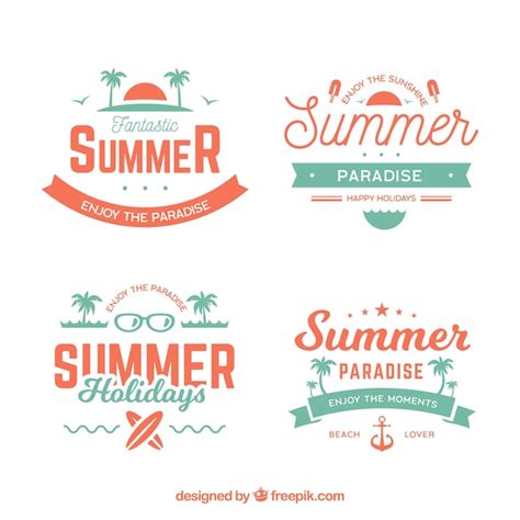 Conjunto De Insignias De Verano Con Elementos De Playa Vector Gratis