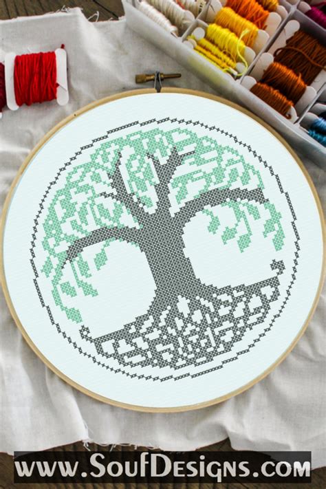 Tree of Life Embroidery Cross Stitch Pattern by Soufdesigns on Dribbble