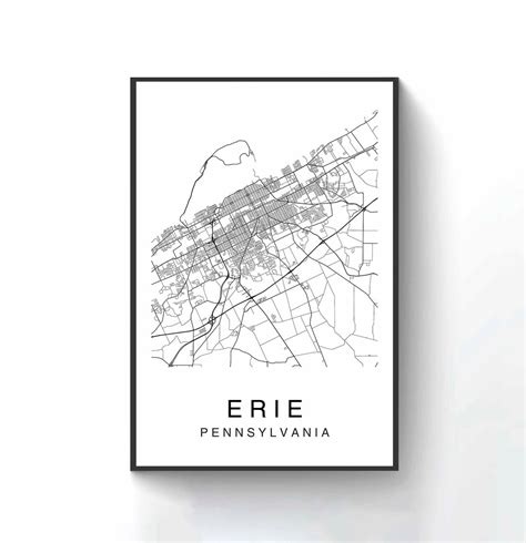 Erie Map Erie City Map Map Poster Map Print Erie Map - Etsy