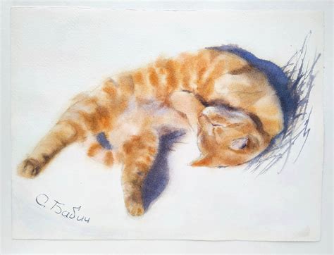 Rote Katze Aquarell Katze Aquarell Haustiere Tiere Etsy