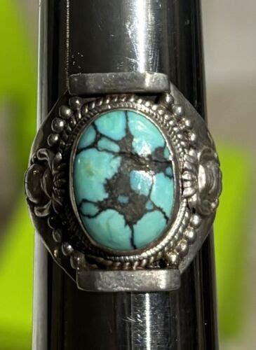 Sterling And Turquoise Men S Ring Size Ebay