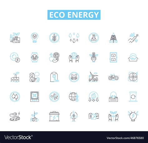 Eco Energy Linear Icons Set Solar Wind Hydro Vector Image