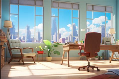 Free Photo | Beautiful office space in cartoon style