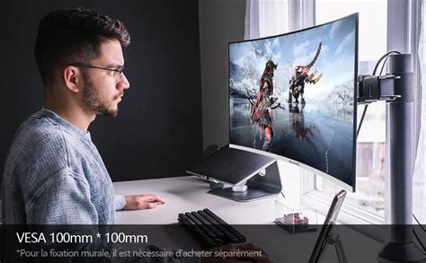 Gawfolk Écran Pc 27 Pouces Incurvé 180hz Gaming Computer Moniteur Fhd