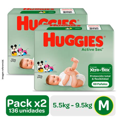 Pañales Huggies Hiperpack Active Sec XtraFlex M Pack Inkafarma