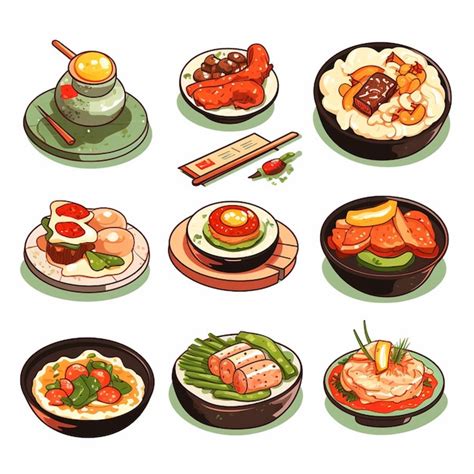 Premium Vector Asian Vector Korean Cuisine Food Korea Meal Restaurant Illustration Traditional