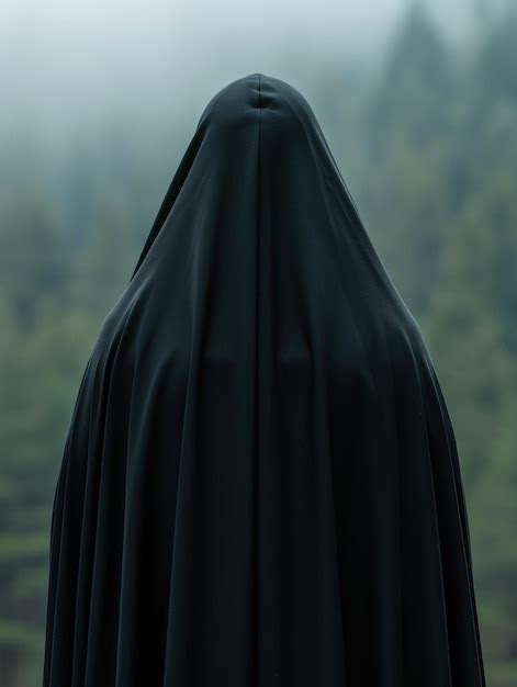 Mysterious Figure In Black Cloak Premium AI Generated Image