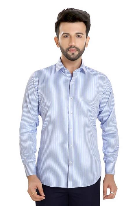 Vertical Stripes Men Cotton Striped Shirt Full Sleeves Formal At Rs