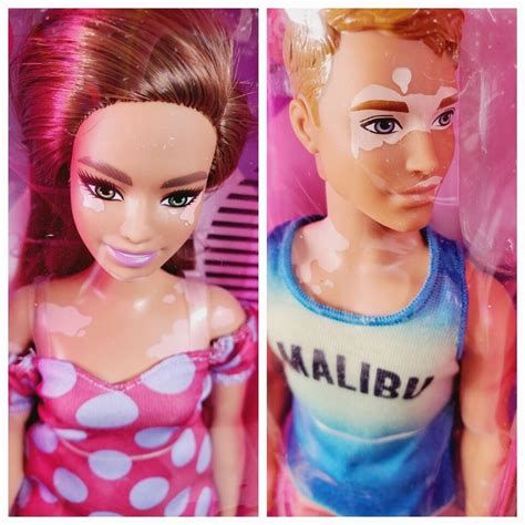 LOT Two NEW Barbie Fashionistas Brunette Dolls Vitiligo EBay