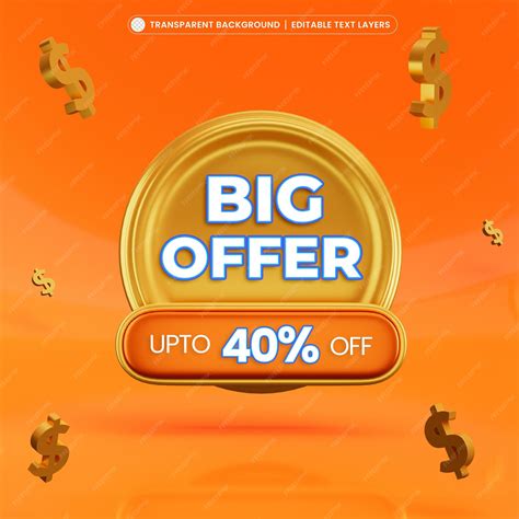 Gran oferta 40 por ciento de descuento plantilla de banner de promoción