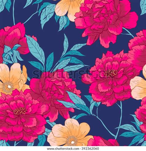 Motif Floral Harmonieux Vintage Vintage Dessin Image Vectorielle De