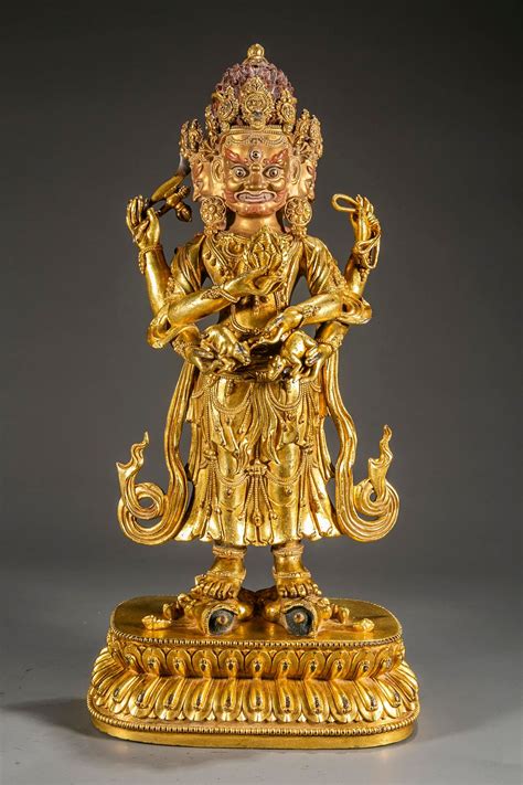 Buy A Gilt Bronze Six Arm Mahakala Buddha Statue Top Notch