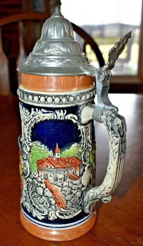 Vintage Beer Stein Made In West Germany With Pewter Top Etsy In