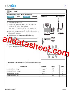 2SC164S R1 00001 Datasheet PDF Pan Jit International Inc