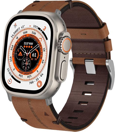 Leder Armband Apple Watch Ultra 49mm, Weiches Echtleder Ersatzarmband ...
