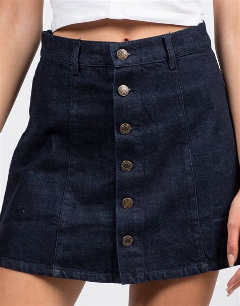 Button Front Denim Skirt Blue Skirt Jean Skirt 2020ave