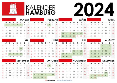 Kalender Hamburg Mit Ferien Feiertage By Calendarena Medium