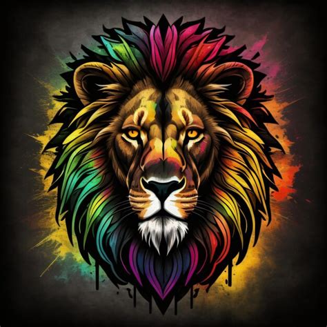 Premium Photo | A lion with a colorful mane and a colorful mane.